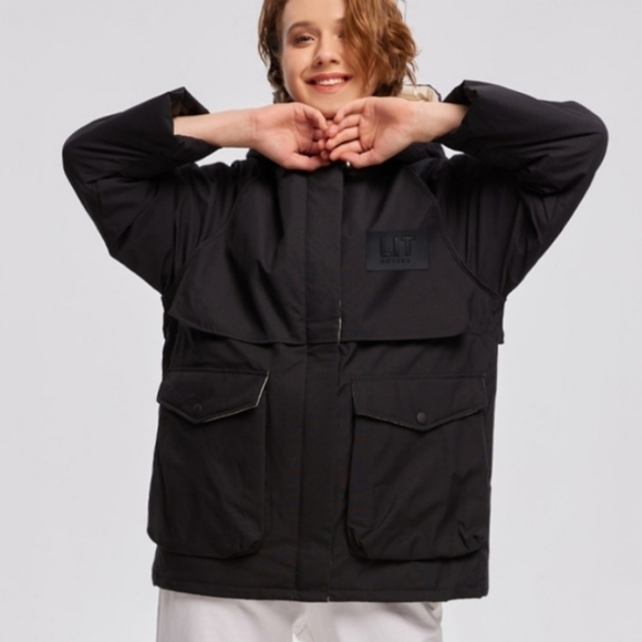 Lit Stouthearted duck down winter parka NWOT hooded pockets oversized black S - Picture 14 of 17